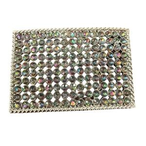 Vintage Multicolour Rhinestone Celestial Silver Belt Buckle Statement Jewelry